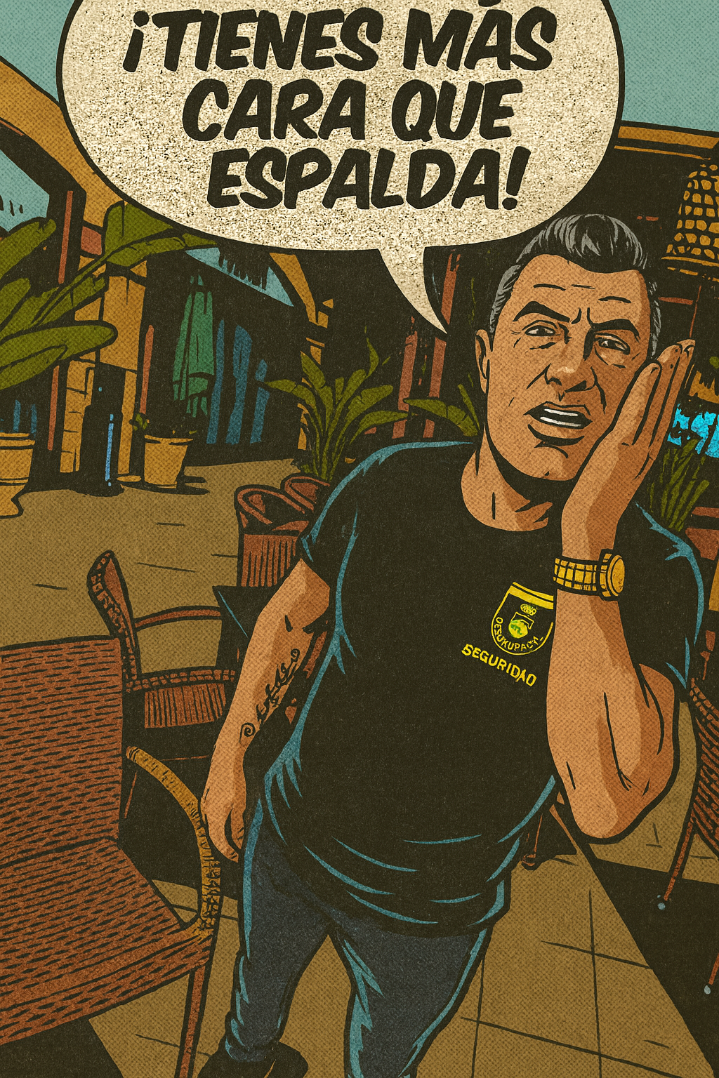 Ilustración cómica: más cara que espalda